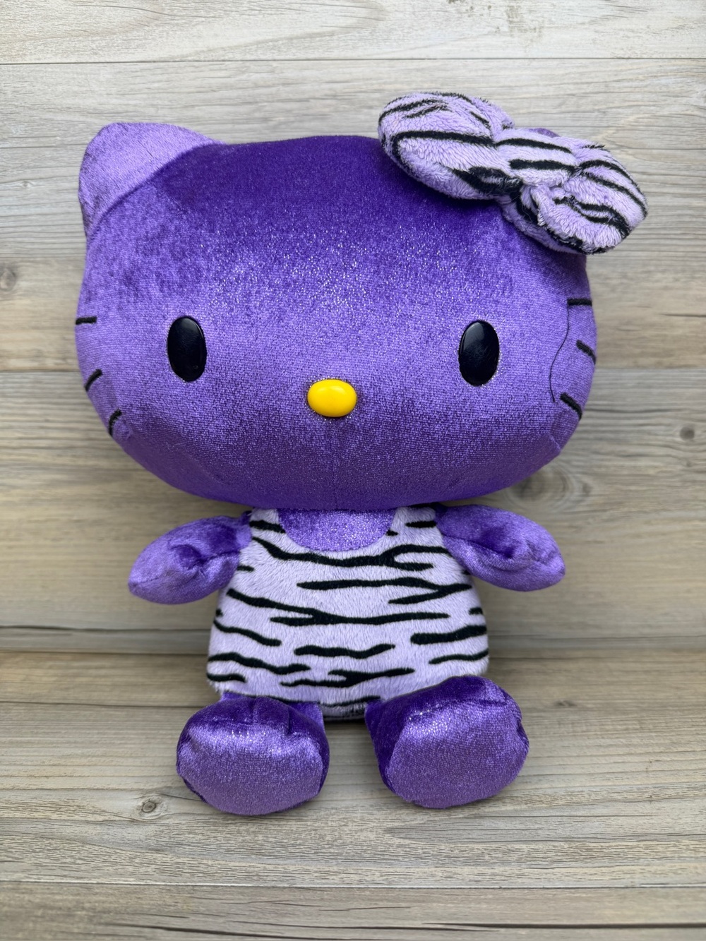 Sanrio Hello Kitty Purple Glitter Zebra Outfit Plush 12" 2011 Great Condition